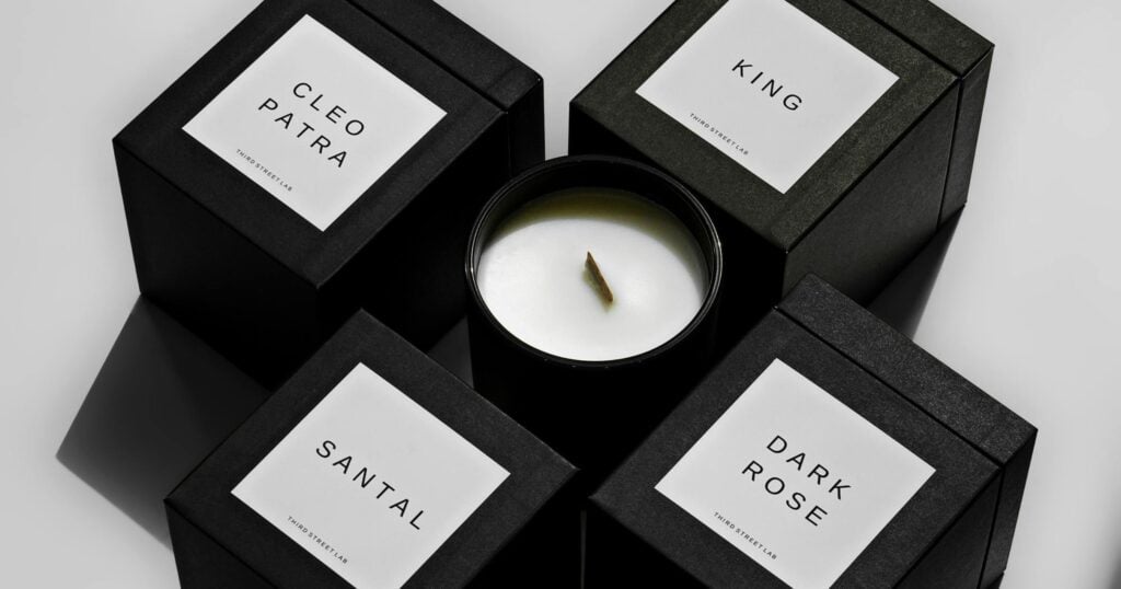 The Rise of Custom Packaging for Small Businesses in Australia » Custom Packaging Close-up of a candle in a branded box with eco-friendly Custom packaging.